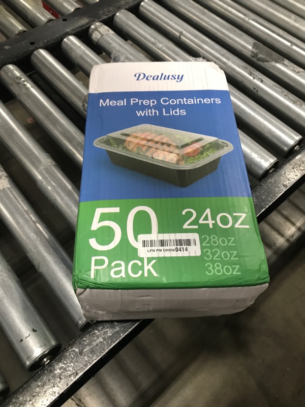 Photo 1 of Dealusy 50 Pack (100-Piece) 24 oz Meal Prep Containers Reusable with Lids, Sturdy Leakproof & Food Safe, Microwave, Freezer, Dishwasher Safe Food Prep Containers, To Go Take Out Plastic Food Storage