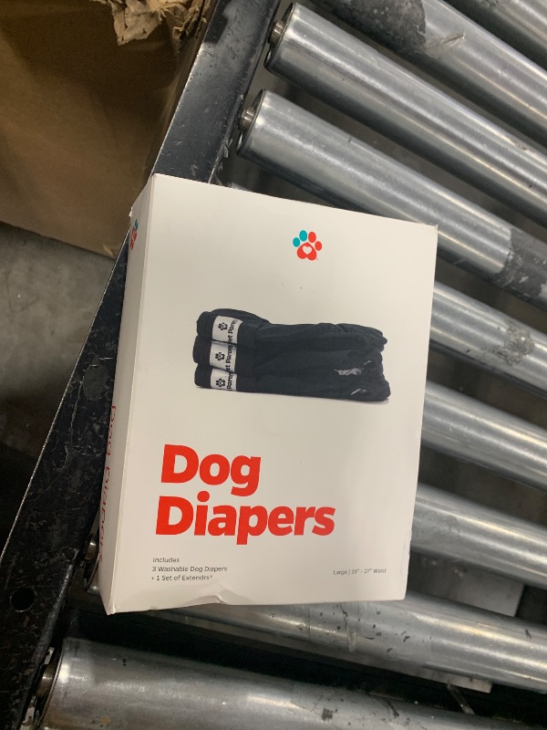 Photo 1 of Pet Parents® Washable Dog Diapers (3pack) + Extendrs® of Durable Doggie Diapers, Premium Dog Diapers Female & Male (Large, Black)