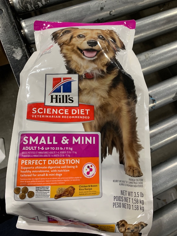 Photo 2 of Hill's Science Diet Perfect Digestion, A EXP01/2026dult 1-6, Small & Mini Breeds Digestive Support, Dry Dog Food, Chicken & Brown Rice, 3.5 lb Bag EXP1/2026