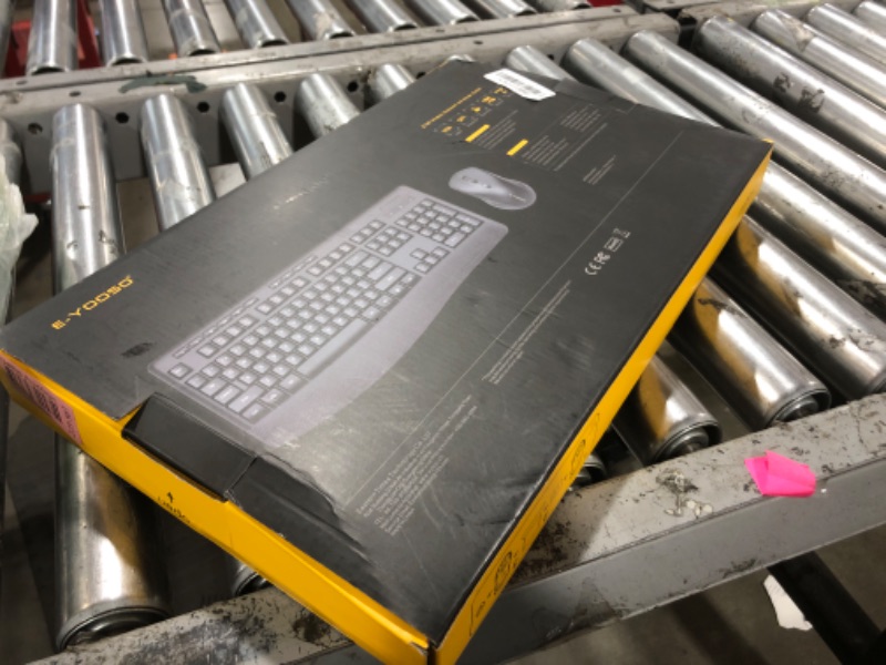 Photo 1 of Wireless Keyboard and Mouse Combo, E-YOOSO 2.4GHz Full Sized Ergonomic Wireless Keyboard with Wrist Rest, 3 DPI Adjustable and 6 Buttons Cordless USB Mouse for Computer, Laptop, PC, Windows (Black)