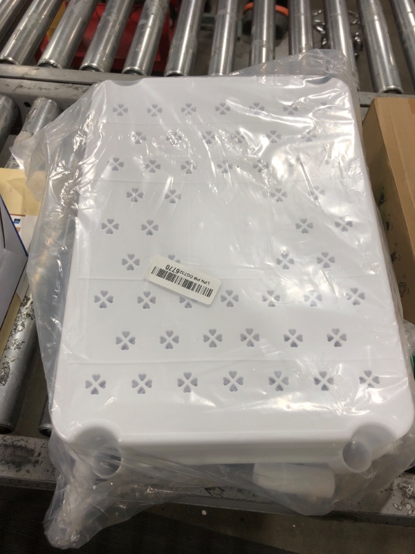 Photo 1 of Sywhitta 4-Tier Plastic Rolling Utility Cart with Handle, Multi-Functional Storage Trolley for Office, Living Room, Kitchen, Movable Storage Organizer with Wheels, White