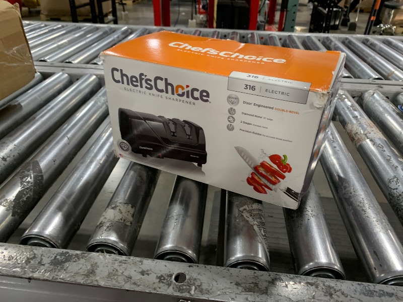 Photo 1 of Chef'sChoice 316 Diamond Hone Knife Sharpener for 15-Degree Knives with Precision Guides to Sharpen Straight and Fine Edge Knives, 2-Stage, Black