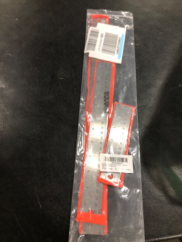 Photo 1 of Frienda Metal Ruler with Cork Backing 6/12/18 Inch,Stainless Steel Rulers 6 Inch 12 Inch 18 Inch Metal Ruler with Cork Backing Non Slip Straight Edge for School Office Engineering Tools