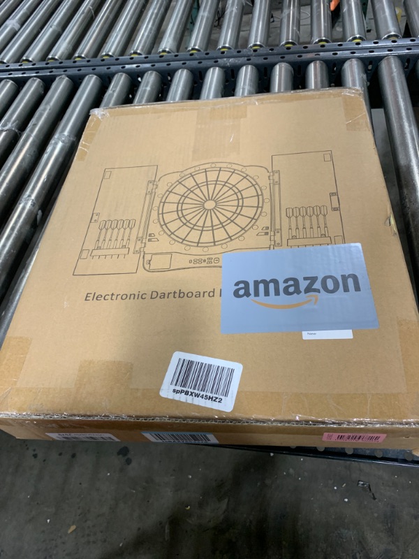 Photo 1 of Electronic Dart Board Cabinet Set, Illuminated Target Dartboard for Adults Kids, 48 Games with 315 Variations Soft Tip Digital Dartboard Cabinets with 6 Darts, 100PCS Soft Tips, Wood Doors