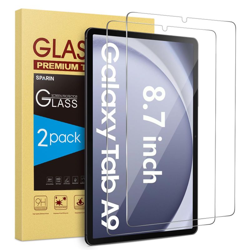 Photo 1 of SPARIN 2 Pack Screen Protector for Samsung Galaxy Tab A9 (8.7 inch) 2023, 9H Hardness Anti-Scratch Tempered Glass Film, Case Friendly