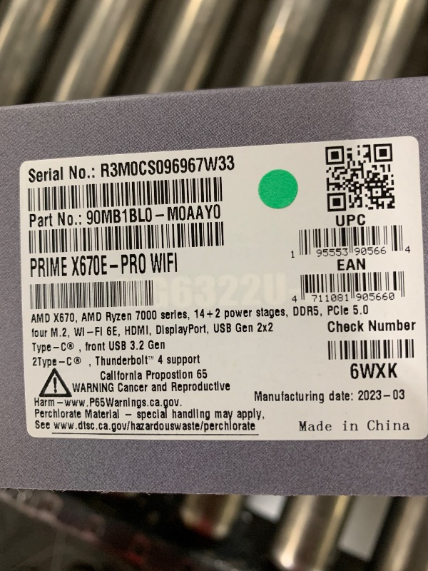 Photo 3 of ASUS Prime X670E-PRO WiFi AMD X670 AM5 Ryzen™ Desktop 9000 8000 & 7000 ATX Motherboard with PCIe® 5.0, Four M.2 Slots, DDR5 Slots, USB 3.2 Gen 2x2 Type-C®, USB4® Support, WiFi 6E, and 2.5G Ethernet