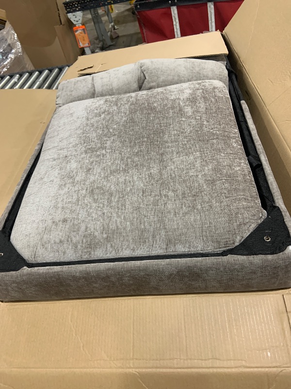 Photo 1 of [BOX 2 OF 3] JUMMICO Sectional Couches for Living Room, U Shaped Couch with Chenille Fabric, 4 Seat Modern Sofa with Removable Pillows for Apartment and Small Space (Fabric, Grey)