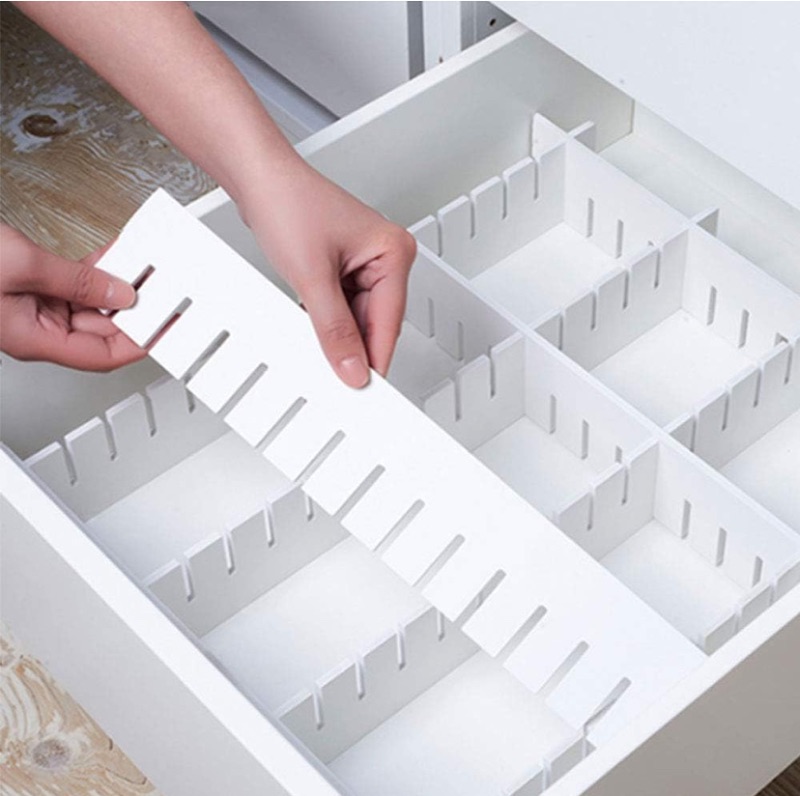 Photo 1 of 12Pcs Drawer Dividers, 17.72" x 3.55", Thick, DIY Organizer Separator, Large Adjustable Dresser Drawer Organizer