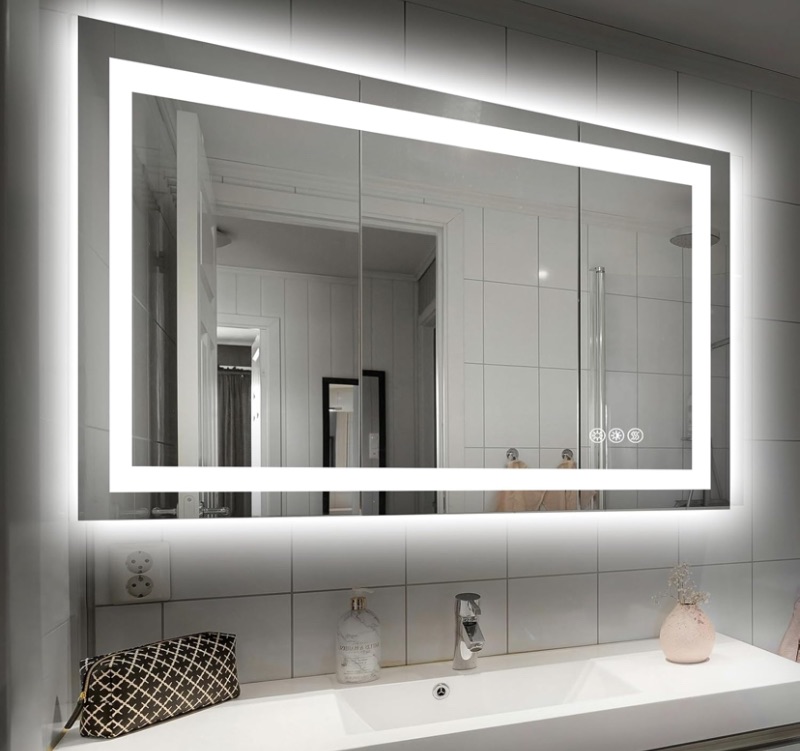 Photo 1 of LED Bathroom Mirror with Lights 40x32 LED Mirror Tempered Glass Stepless Dimmable