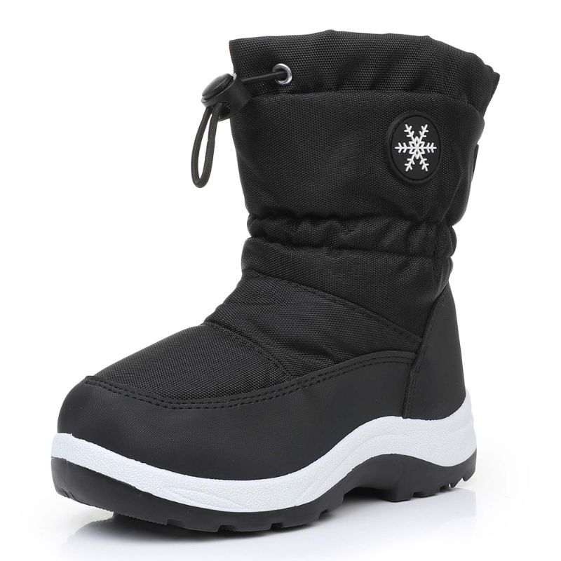Photo 1 of Ahannie Boys Snow Boots Toddler Kids Winter Boots Water Resistant Warm Side Zipper Shoes(Toddler/Little Kid) (Black-7)