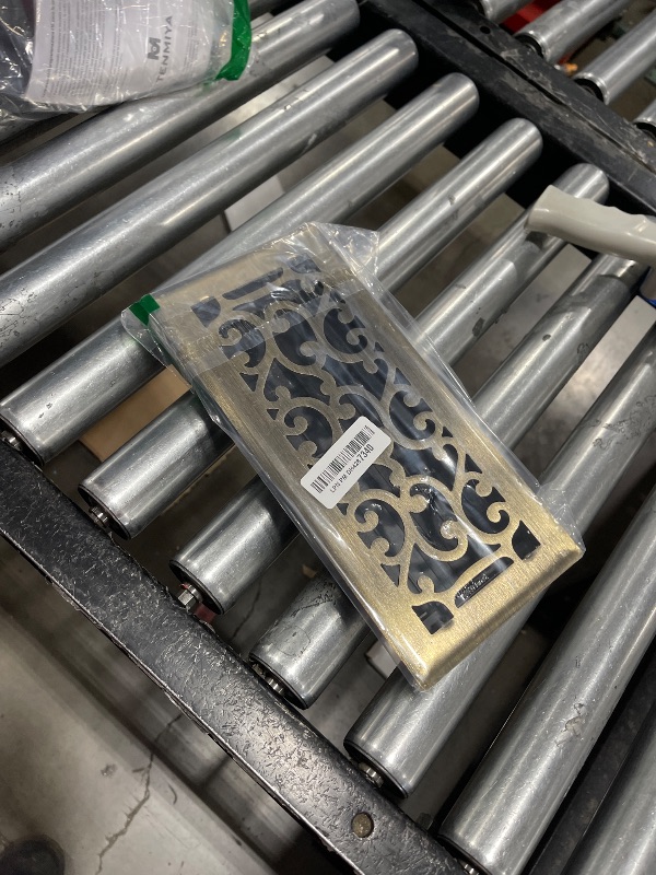 Photo 1 of Howeall 4x10 Inches Heavy Duty Walkable Floor Register - Easy Adjust Air Supply Lever Decorative Floor Vent Covers - Savannah Design Vent Covers for Home - Antique Brass