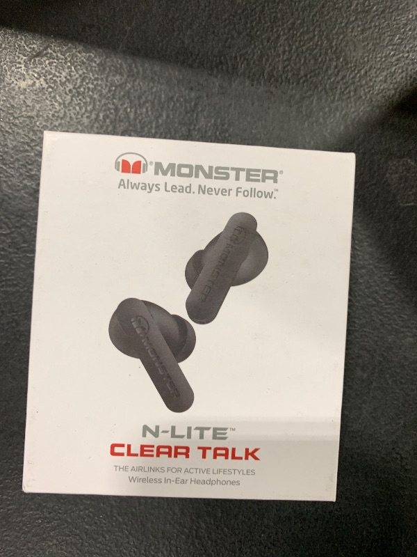 Photo 1 of Monster N-Lite Clear Talk Wireless Earbuds Bluetooth 5.3 Headphones with CVC 8.0 Noise Reduction, IPX8 Waterproof, 60H Playtime, Fast Charging for Sport