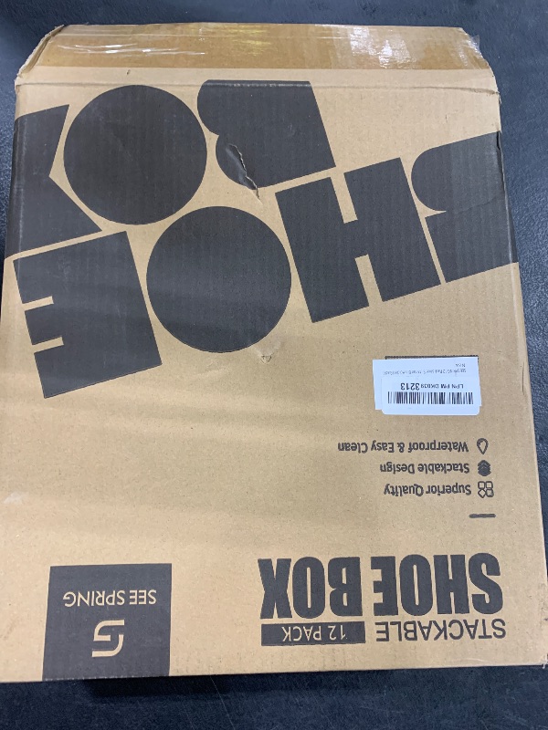 Photo 1 of SEE SPRING 12 Pack Shoe Storage Box, Clear Plastic Stackable Shoe Organizer for Closet, Space Saving Shoe Rack for Entryway Sneaker Container Bin Holder (Black)