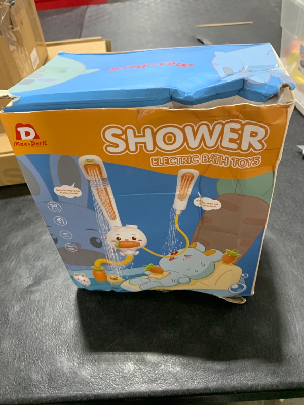 Photo 1 of Baby Bath Toys, Rabbit Electric Bathtub Toys with Shower Heads, 3 Spray Modes, DIY Water Slippery Slide Track, NO Hole Floating Pool Toys for Bath Time, Waterproof Shower Toys for Toddler Boys Girls