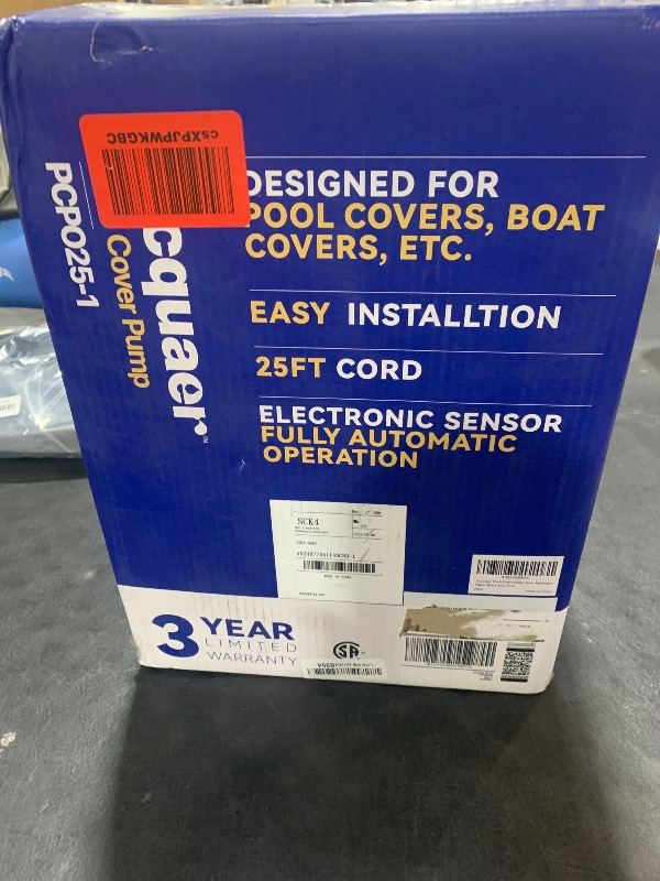 Photo 2 of Acquaer 1/4 HP Automatic Swimming Pool Cover Pump, 115 V Submersible with 3/4” Check Valve Adapter & 25ft Power Cord, 2250 GPH Water Removal for Pool, Hot Tubs, Rooftops, Water Beds and more