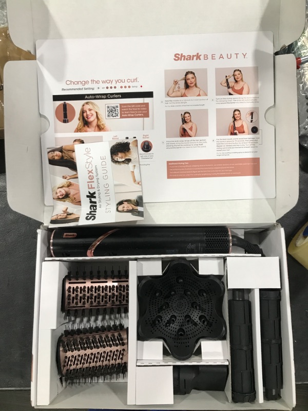 View 2 of Shark FlexStyle Hair Dryer & Powerful Styling System with 6-Piece Hair Styling Tools, Paddle Brush, Curl-Defining Hair Diffuser, Auto-Wrap Curlers, Styling Concentrator, Oval Brush &, Black, HD440BK