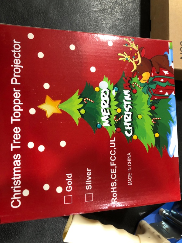 Photo 1 of Christmas Tree Toppers Lighted with 4 Projection Modes, Christmas Santa Claus Tree Topper with Built-in LED Rotating Lights,3D Fun Projection for Xmas Party Holiday Decorations,Gold