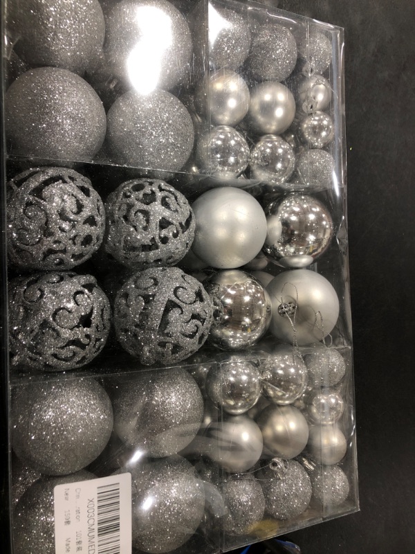 Photo 2 of 101 Piece Christmas Balls Ornaments Luxury Set Xmas Tree Topper and Hang Rope, Emopeak Christmas Baubles - Shatterproof Mini Holiday Balls for Christmas Decorations