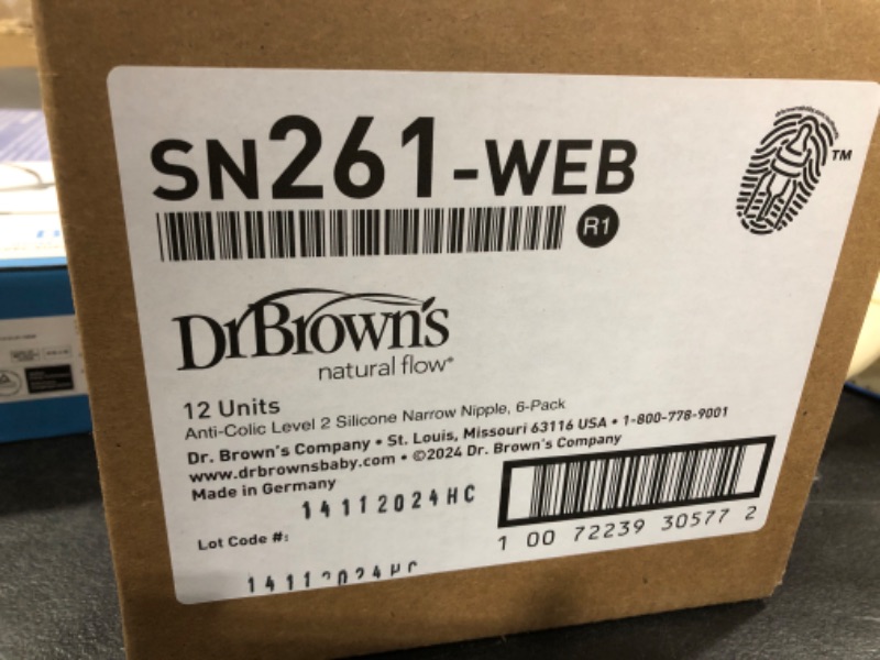 Photo 2 of 12 pack Dr. Brown’s Natural Flow Level 2 Narrow Baby Bottle Silicone Nipple, Medium Flow, 3m+, 100% Silicone Bottle Nipple, 6 Count