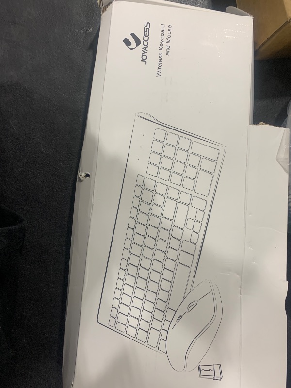Photo 1 of J JOYACCESS Wireless Keyboard and Mouse Combo with 7 Backlit Options,Quiet Light Up Keys,Type-C Rechargeable,Sleep Mode-2.4G Slient Portable Cordless Combo for Laptop/PC/Computer/Mac(White+Sliver)