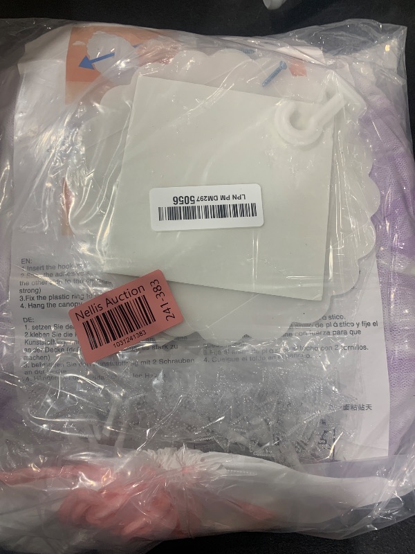 Photo 1 of VETHIN Bed Canopy for Kids with Lights,Double Layer Princess Round Dome Children Dreamy Mosquito Net Bedding Girls Room Castle Play Tent Hanging House Decor Reading Nook Canopies(Purple/White)