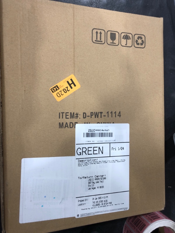 Photo 1 of Califortree 11x14 Shadow Box Frame with Linen Back - Sturdy Rustic Memory Display Case of Flower, Pictures, Medals and More, White