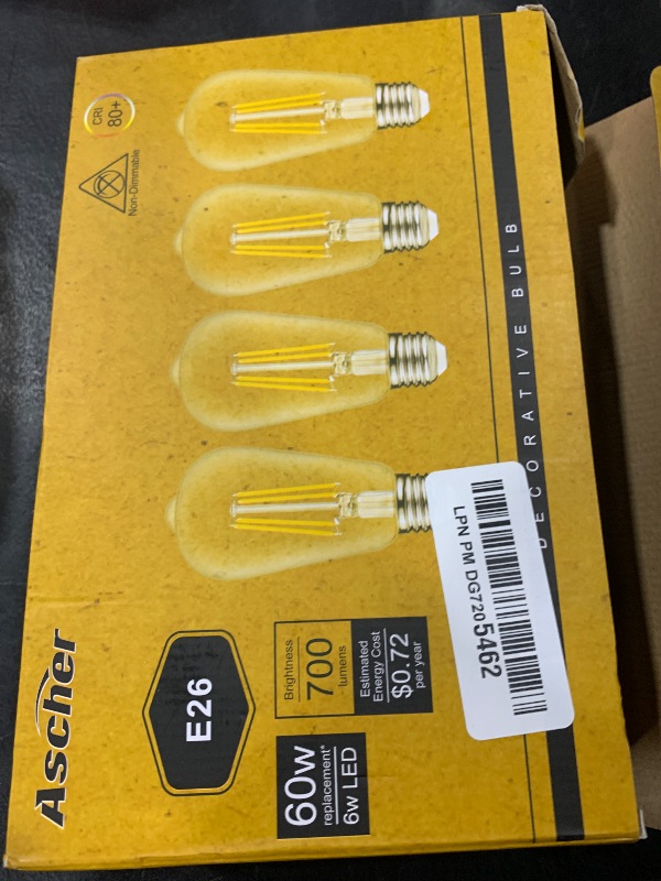 Photo 2 of TJOY Edison Light Bulbs 60W Equivalent, Dimmable Vintage LED Light Bulbs, E26 Medium Base, Warm White 2700K, ST58, 8W, 800LM, 80+ CRI, Antique Decorative Filament LED Bulb, Clear Glass, 6 Pack