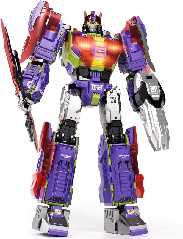 Photo 1 of 23 Inch Deformation Oversize Robots Toys with Lights,Sounds and Cool Spray Manual Transforming Action Figure Toys,Switch Between Two Colors Freely,Model Robot Toys for 4 5 6 7 Year Old Kids Boys