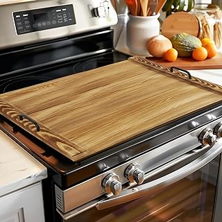 Photo 1 of Wooden Stove Top Covers, 30 x 22 Inch Noodle Board Stove Cover with Handles 44.09 lbs Capacity Stove Top Covers for Gas Burners Counter Space