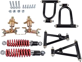 Photo 1 of Front Suspension Shock Swing Arm Full Kit Upper Lower Steering Knuckle Spindle Kit 200mm Replacement for DIY ATV Quad Bike Buggy Go Kart Parts