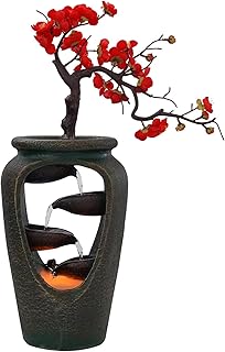 Photo 1 of 20Inch Tabletop Decorative Flower Vase Style Bonsai Waterfall Fountain Humidifier with LED Lights and Atomizer, Desktop Water Fountains for Any Dining Room, Living Room, Bedroom, Cafe Or Office