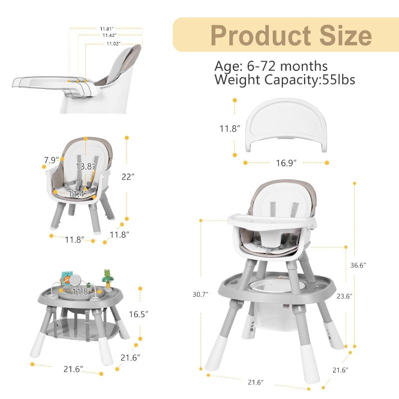 Photo 1 of  Baby High Chair, Convertible HighChair for Babies and Toddlers with Activity Play Center 
