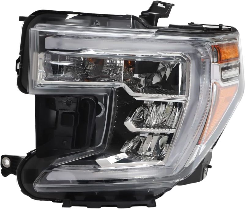 Photo 1 of 1pc  Headlight Headlamp Assembly for GMC Sierra 1500 2019 2020 2021 Halogen Headlights Chrome Housing Clear Lens Left Driver Side Headlamps w/LED DRL 84772473 (Left Driver Side)
