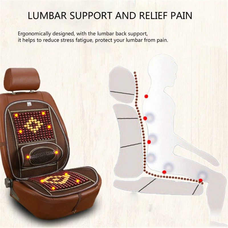 Photo 1 of 1pc Wood Beaded Comfort Seat Cover with Cooling Ventilated Mesh Lumbar Back Brace Massage Support Cushion for Car Seat Chair
 

 