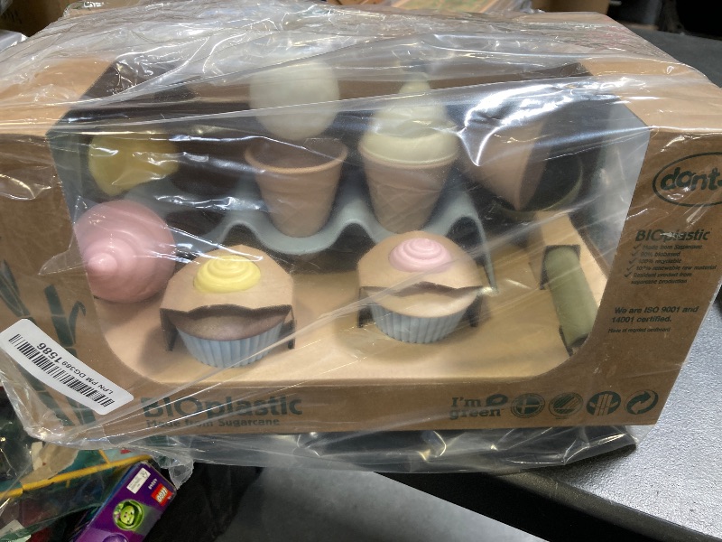 Photo 2 of Dantoy BIO Kids’ Ice Cream & Cupcake Set (15 Pieces), Green Sugarcane Bioplastic Toy, Cones, Scoop, Cupcake Paper Cups, & Icing, Made in Denmark, Ages 2+