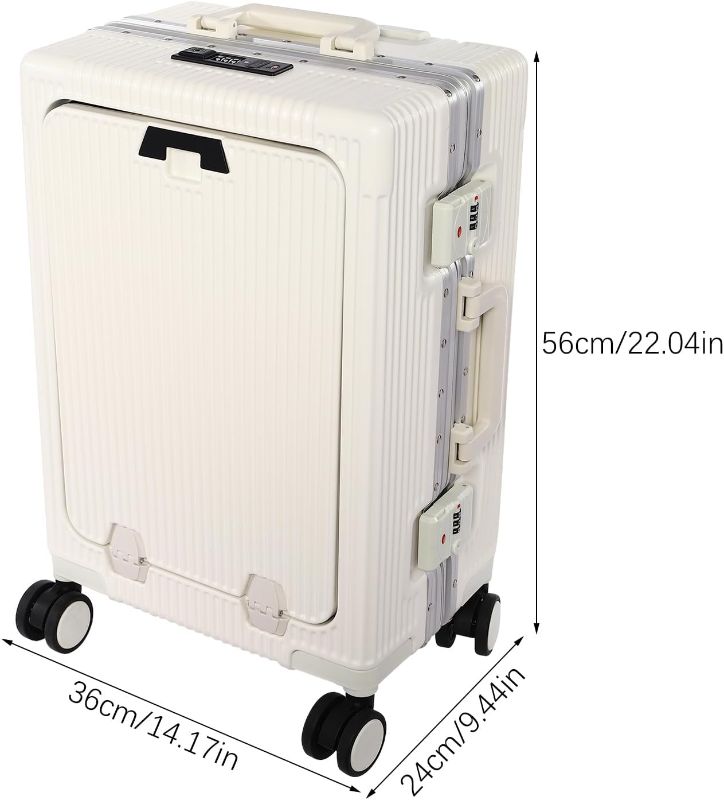 Photo 5 of Boarding Suitcase Portable Carry on Luggage Spinner, 20-Inch Noble Travel Suitcase Carry On with Usb Charging Port Multi-Functional Innovative Design Safe and Convenient To Carry, White
