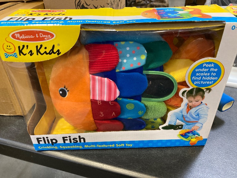 Photo 1 of Melissa & Doug Flip Fish Soft Baby Toy Sensory Tummy Time Toys, Soft Fabric Tag Toy For Babies, Infants