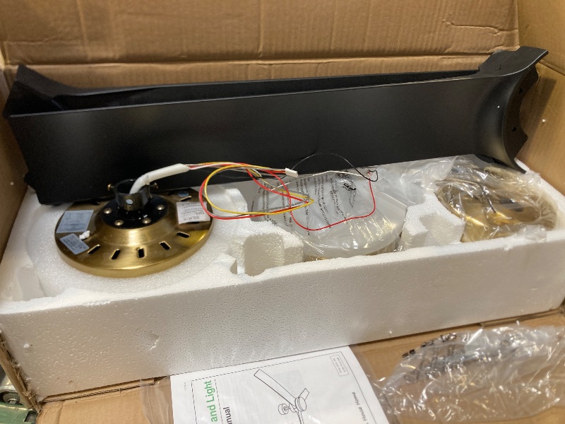 Photo 1 of VONLUCE Ceiling Fans with Lights, 52 Inch Ceiling Fan and Remote, with 3 Blades 6-Speeds Noiseless Reversible DC Motor, Modern Ceiling Fan for Farmhouse Bedroom Patio Indoor Outdoor, Black Gold