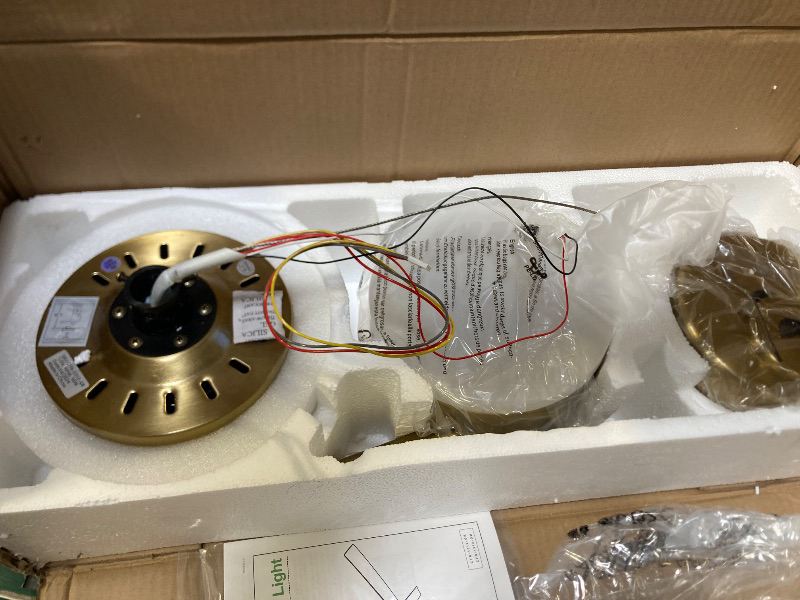 Photo 1 of VONLUCE Ceiling Fans with Lights, 52 Inch Ceiling Fan and Remote, with 3 Blades 6-Speeds Noiseless Reversible DC Motor, Modern Ceiling Fan for Farmhouse Bedroom Patio Indoor Outdoor, Black Gold