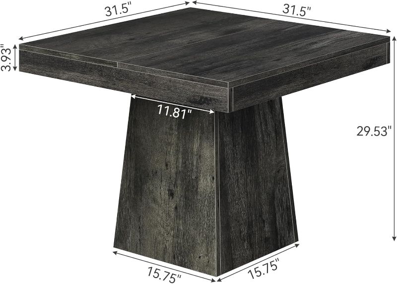 Photo 1 of LITTLE TREE Dining Table for 4 People, 31.5-Inch Square Small Kitchen Table, Farmhouse Dinner Table with Sturdy Pedestal Base for Restaurant, Dining Room, Living Room, Grey