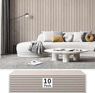 Photo 1 of Art3dwallpanels 10 Pack Acoustic Panels, 48" X 12" X 0.35" Soundproof Wall Panels, Self Adhesive High Density Sound Absorbing Acoustic Treatment for Recording Studio, Office, Camel