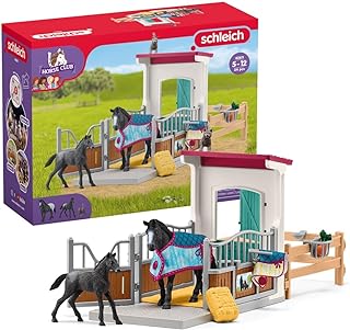 Photo 1 of Schleich Horse Club — 34-Piece Stall Playset, Stable Play Set Extension with Mare and Foal Figurines, Toys for Girls & Boys Ages 5+