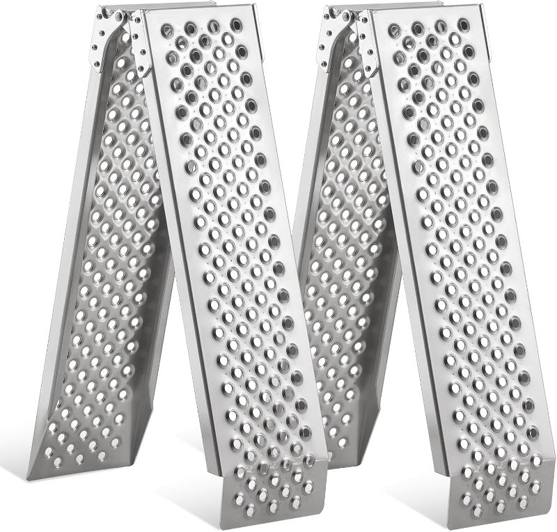 Photo 1 of FACHNUO Aluminum Truck Ramps (2PC), 880lbs Capacity – Heavy Duty Loading Ramp for Pickup Trucks, Motorcycles, Dirt Bikes, ATVs, UTVs, Lawn Mowers, Golf Carts, Trailers – 63''L x 8.5''W Tailgate Ramp