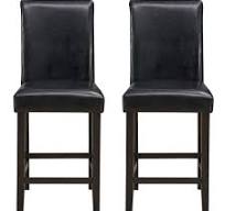 Photo 1 of Set of 2 Wooden Vintage Bar Chairs, Counter Stools w/ Upholstered Foam Cushion