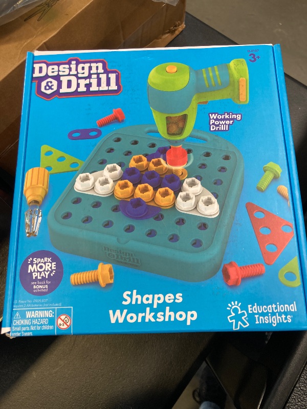 Photo 2 of Educational Insights Design & Drill Shapes Workshop, 73 Pieces with Electric Toy Drill, STEM Toy, Gift for Kids Ages 3+