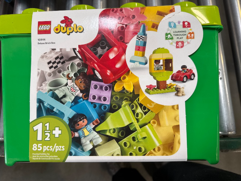 View 2 of LEGO DUPLO Classic Deluxe Brick Box 10914 Starter Set - Features Storage Box, Bricks, Duplo Figures, Dog, and Car, Creative Play, Great Early Learning Toy for Toddlers Ages 18+ Months