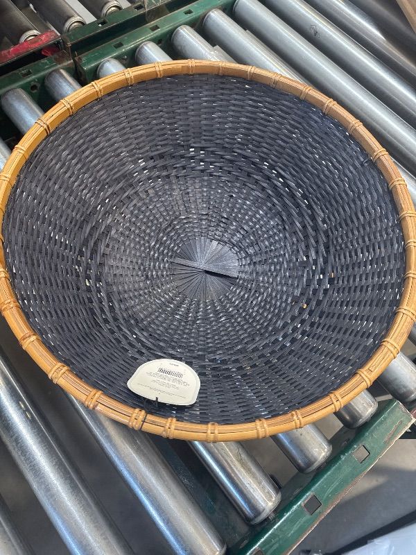 Photo 1 of Studio McGee Round Bamboo Decorative Woven Bowl Slate Black
