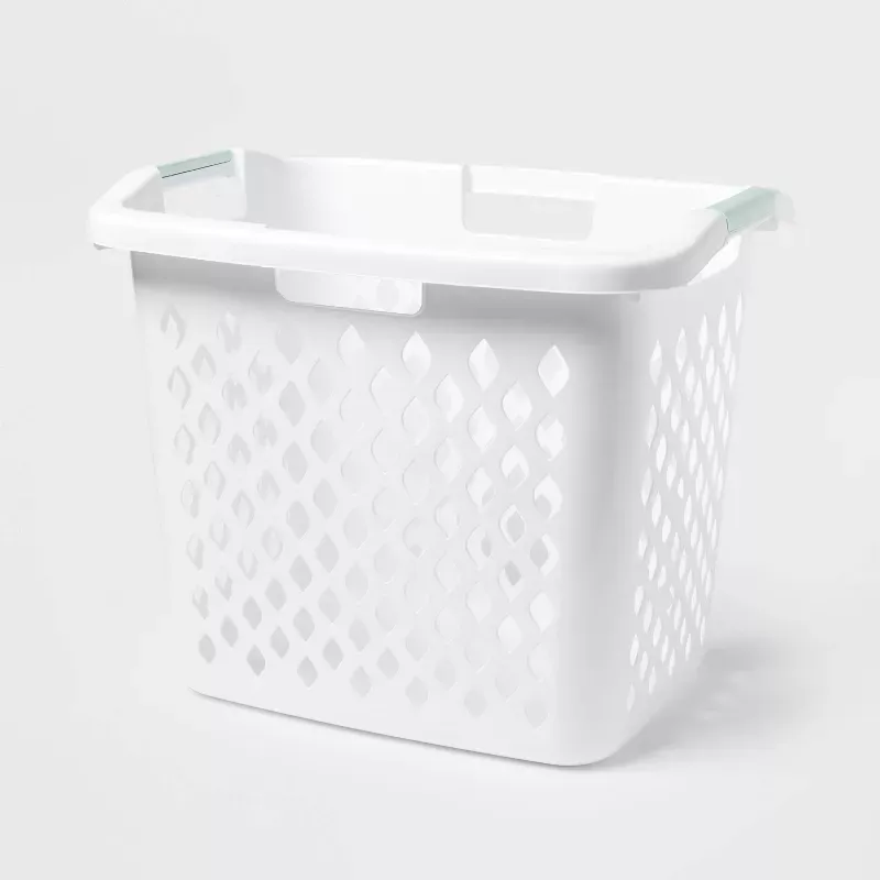 Photo 1 of 2.1bu Lamper White - Brightroom™: Plastic Clothes Hamper with Built-In Handles, Open-Top, 19.55 Volume Capacity
