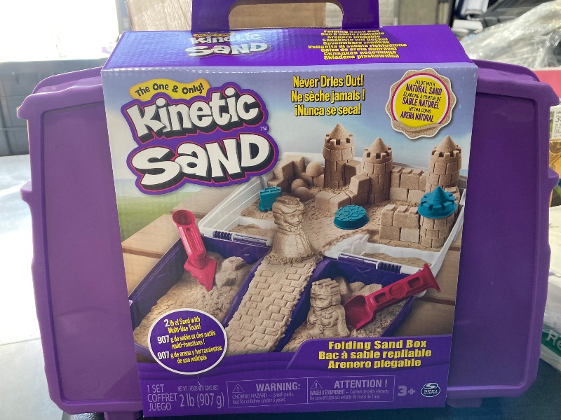 Photo 2 of Kinetic Sand, Folding Sand Box with 2lbs Play Sand, 7 Molds & Tools, Sensory Toys for Kids Ages 3+