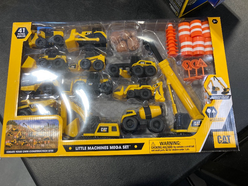 Photo 2 of CAT Construction Toys, Little Machines Mega Set, 40-Piece Yellow Vehicles and Construction Site Accessories, Includes Dump Truck, Crane, Excavator, Bulldozer and more, for Kids and Toddlers Ages 3+